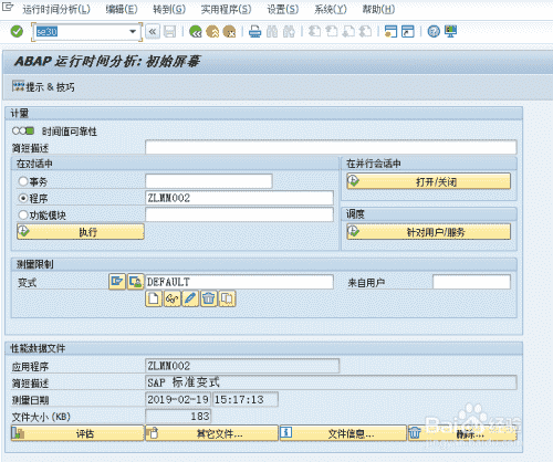 SAP对于程序执行效能分析