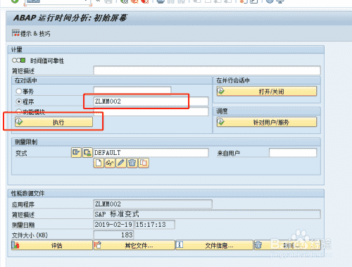 SAP对于程序执行效能分析